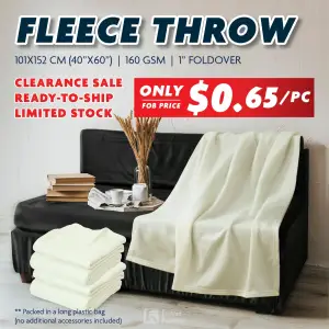 Clearance Sale In-stock Ready-to-ship Fleece Throw Cream Color 40x60 Inches