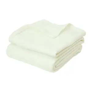 Clearance Sale In-stock Ready-to-ship Fleece Throw Cream Color 40x60 Inches